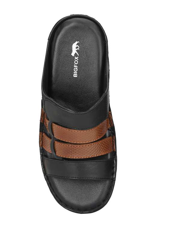 black leather slip on sandals - 18736818 - Standard Image - 3