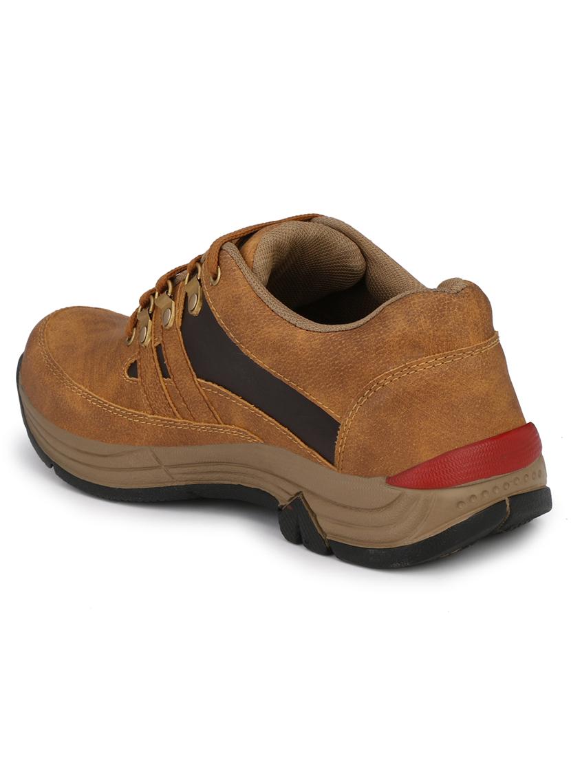 tan color block lace-up casual shoes - 18736905 - Standard Image - 3