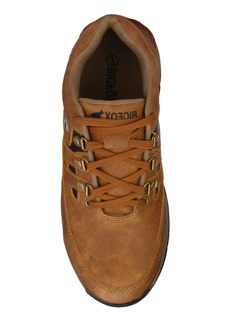 tan color block lace-up casual shoes - 18736905 - Standard Image - 5