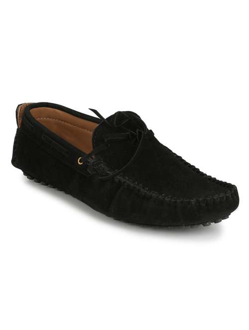 Black Suede Slip On Loafers
