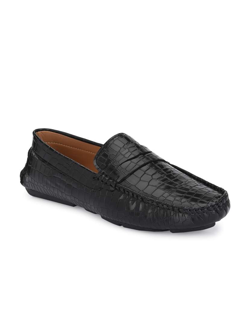 black synthetic slip on loafers - 18736947 - Zoom Image - 0