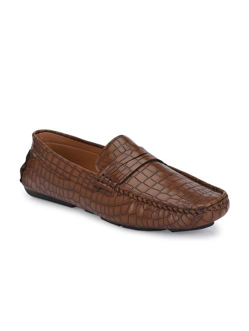 brown synthetic slip on loafers - 18736948 -  Standard Image - 0