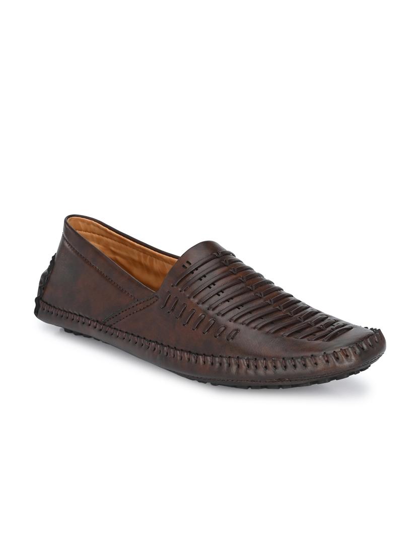brown synthetic slip on loafers - 18736958 -  Zoom Image - 0