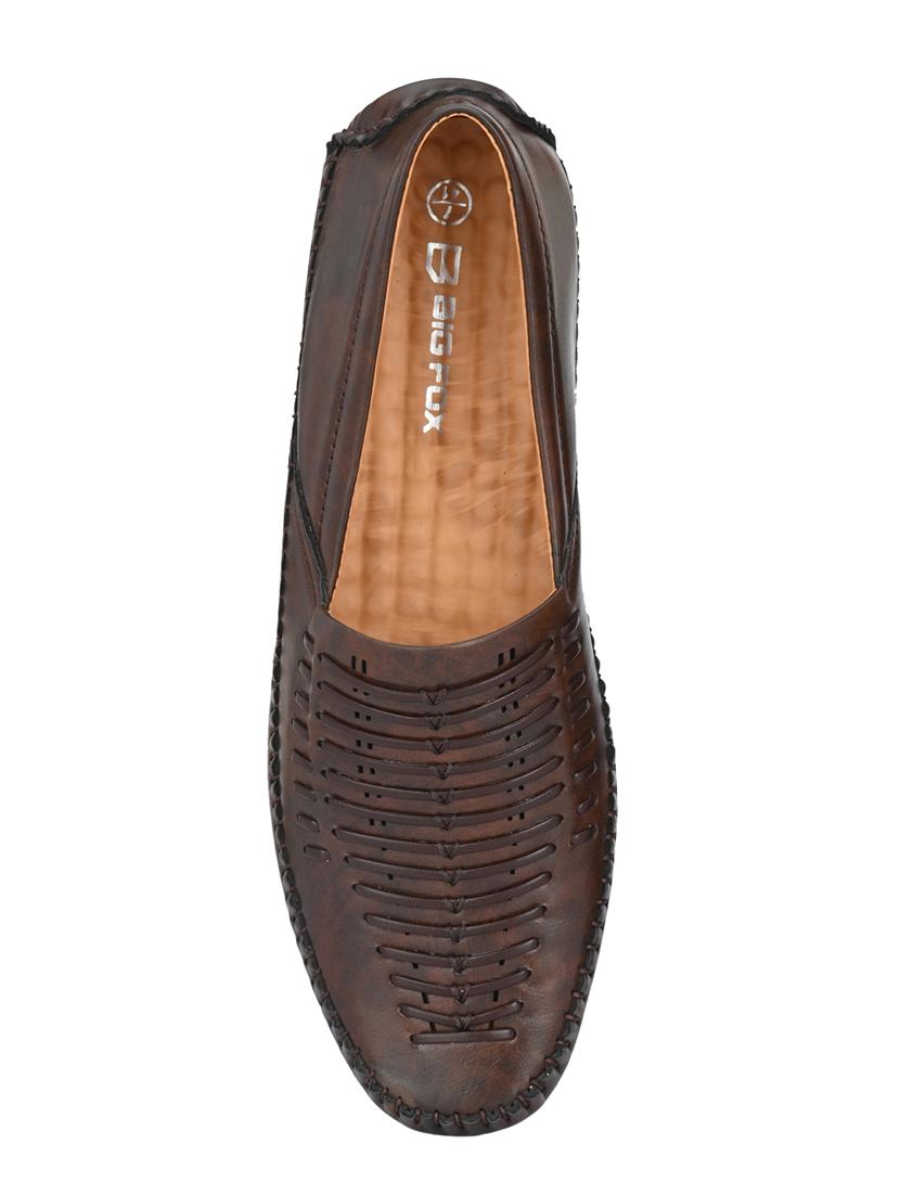 brown synthetic slip on loafers - 18736958 - Standard Image - 3
