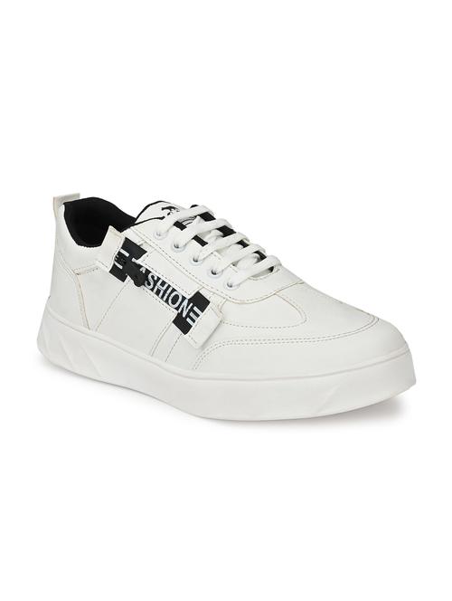 white synthetic lace up sneakers - 18737014 -  Standard Image - 0