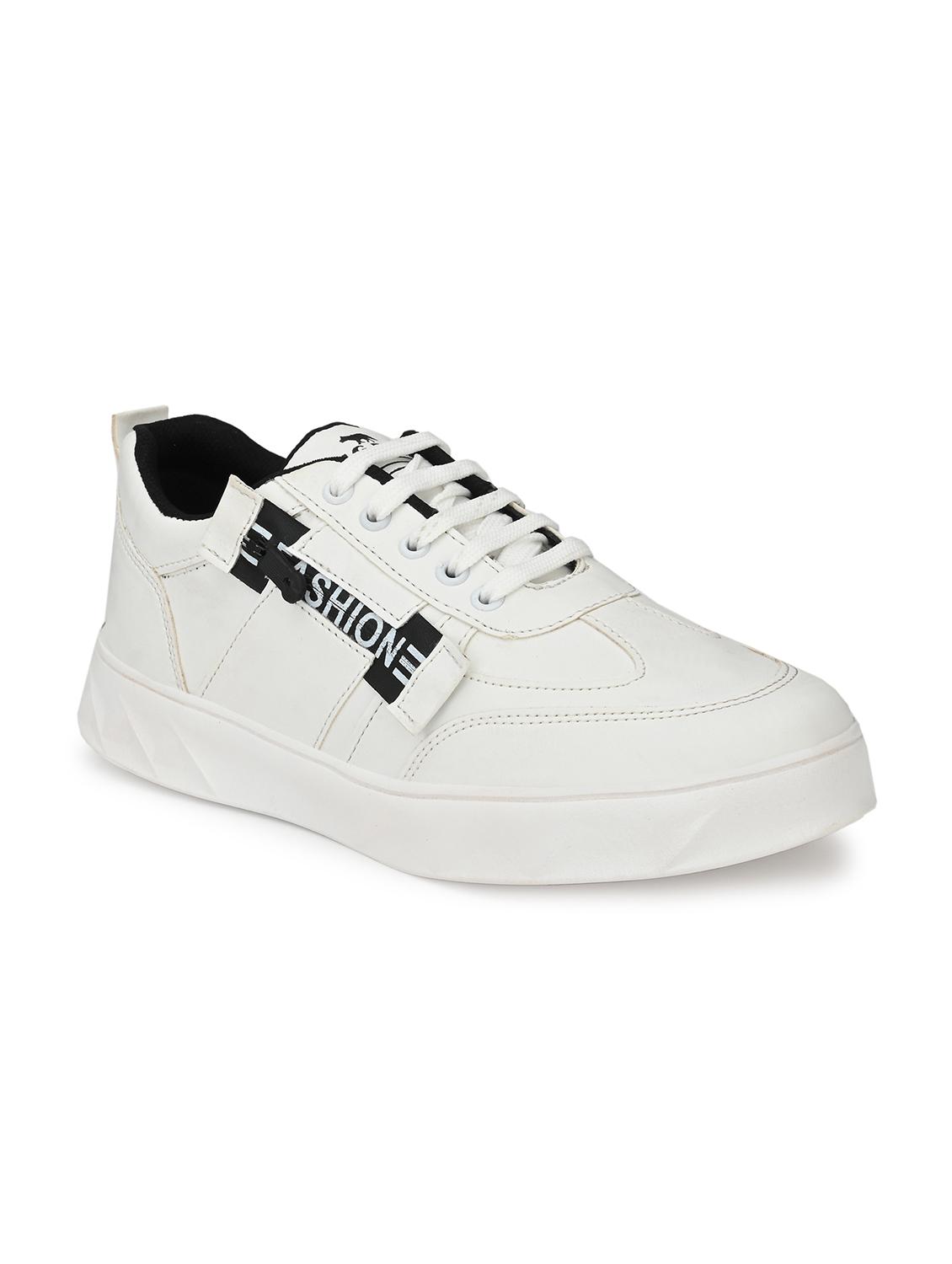 white synthetic lace up sneakers - 18737014 -  Zoom Image - 0