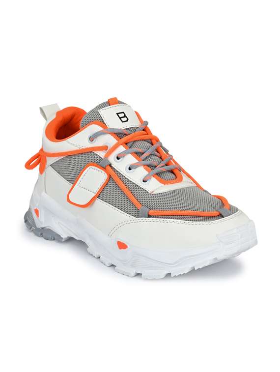 grey mesh & synthetic lace up shoes