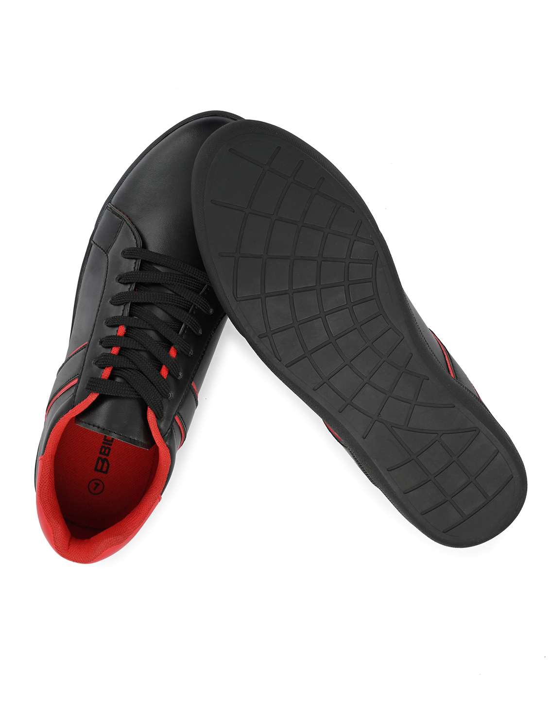 black synthetic lace up sneakers - 18737026 - Standard Image - 3