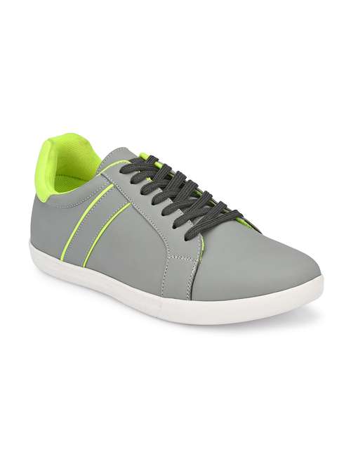 grey synthetic lace up sneakers - 18737028 -  Standard Image - 0