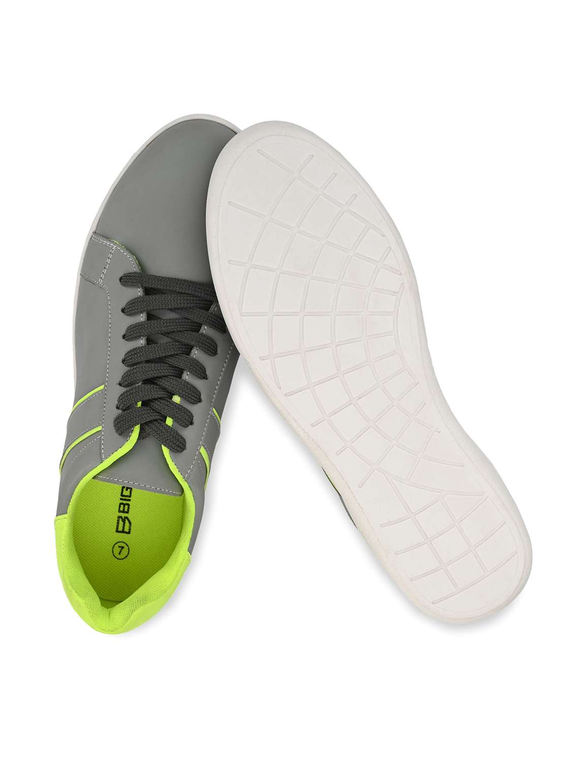 grey synthetic lace up sneakers - 18737028 - Standard Image - 3