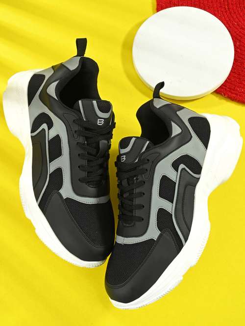 black mesh & synthetic lace up shoes - 18737036 -  Standard Image - 0