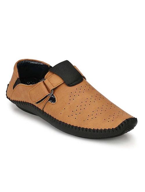 tan synthetic & mesh slip on sandals - 18737118 -  Standard Image - 0
