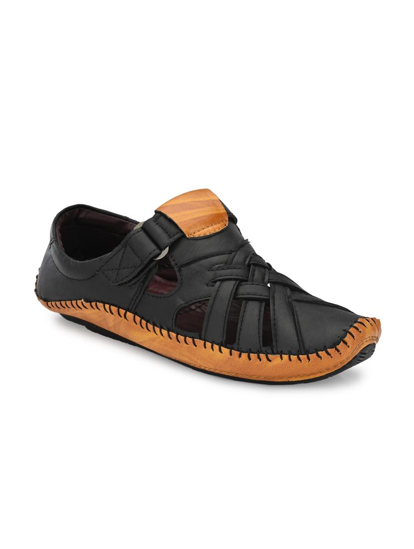 black synthetic & mesh slip on sandals - 18737127 -  Zoom Image - 0