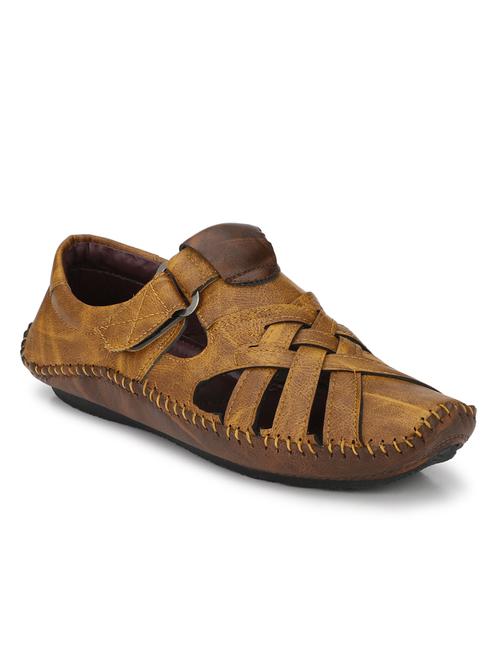 tan synthetic & mesh slip on sandals - 18737129 -  Standard Image - 0