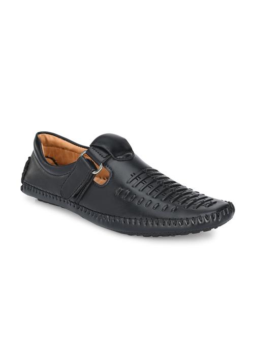 black synthetic & mesh slip on sandals - 18737147 -  Standard Image - 0