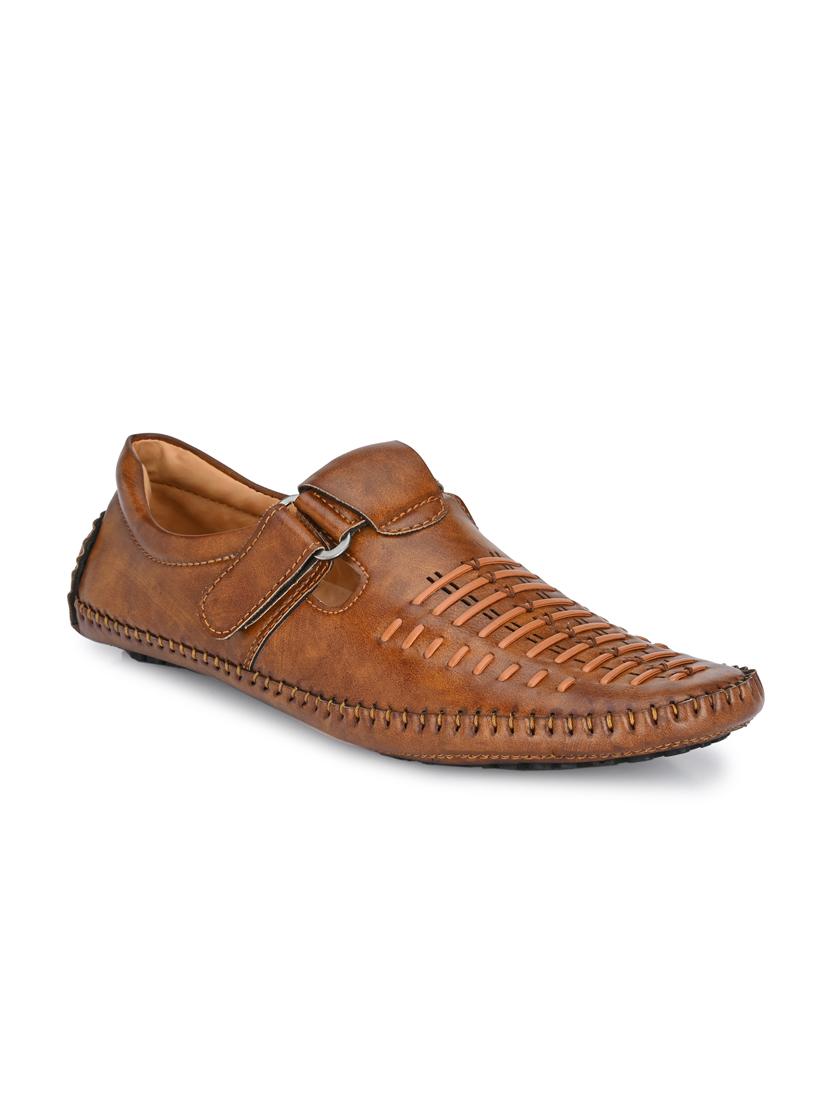 tan synthetic & mesh slip on sandals - 18737149 -  Zoom Image - 0