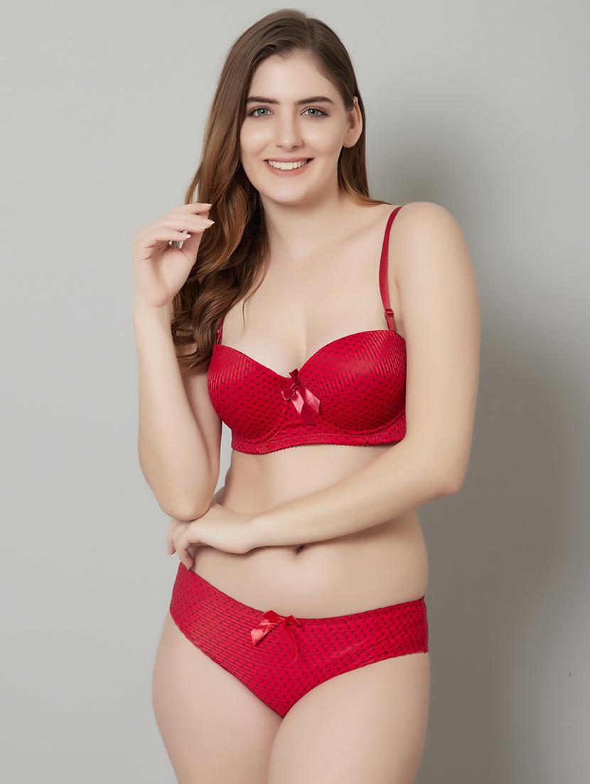 red polyester bras and panty set - 18737892 -  Zoom Image - 0