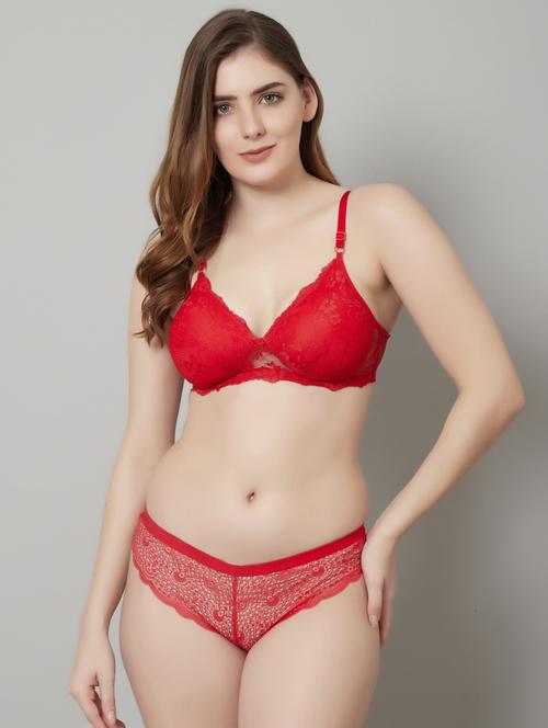 red lace bras and panty set - 18737901 - Standard Image - 0