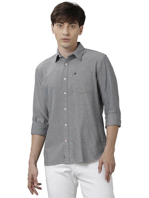 grey solid casual shirt - 18738052 -  Standard Image - 0