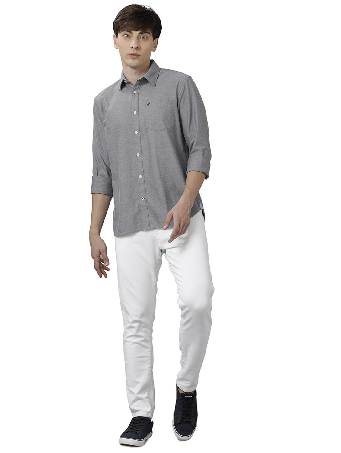 grey solid casual shirt - 18738052 - Standard Image - 3