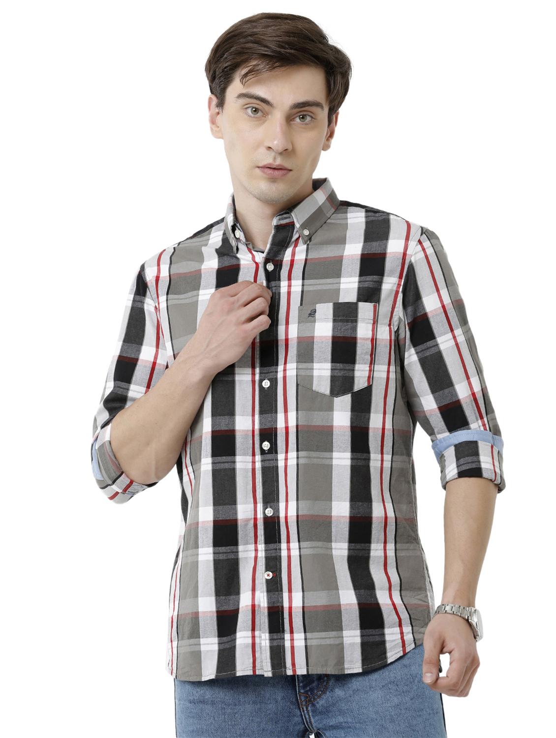 grey checkered casual shirt - 18738069 -  Zoom Image - 0