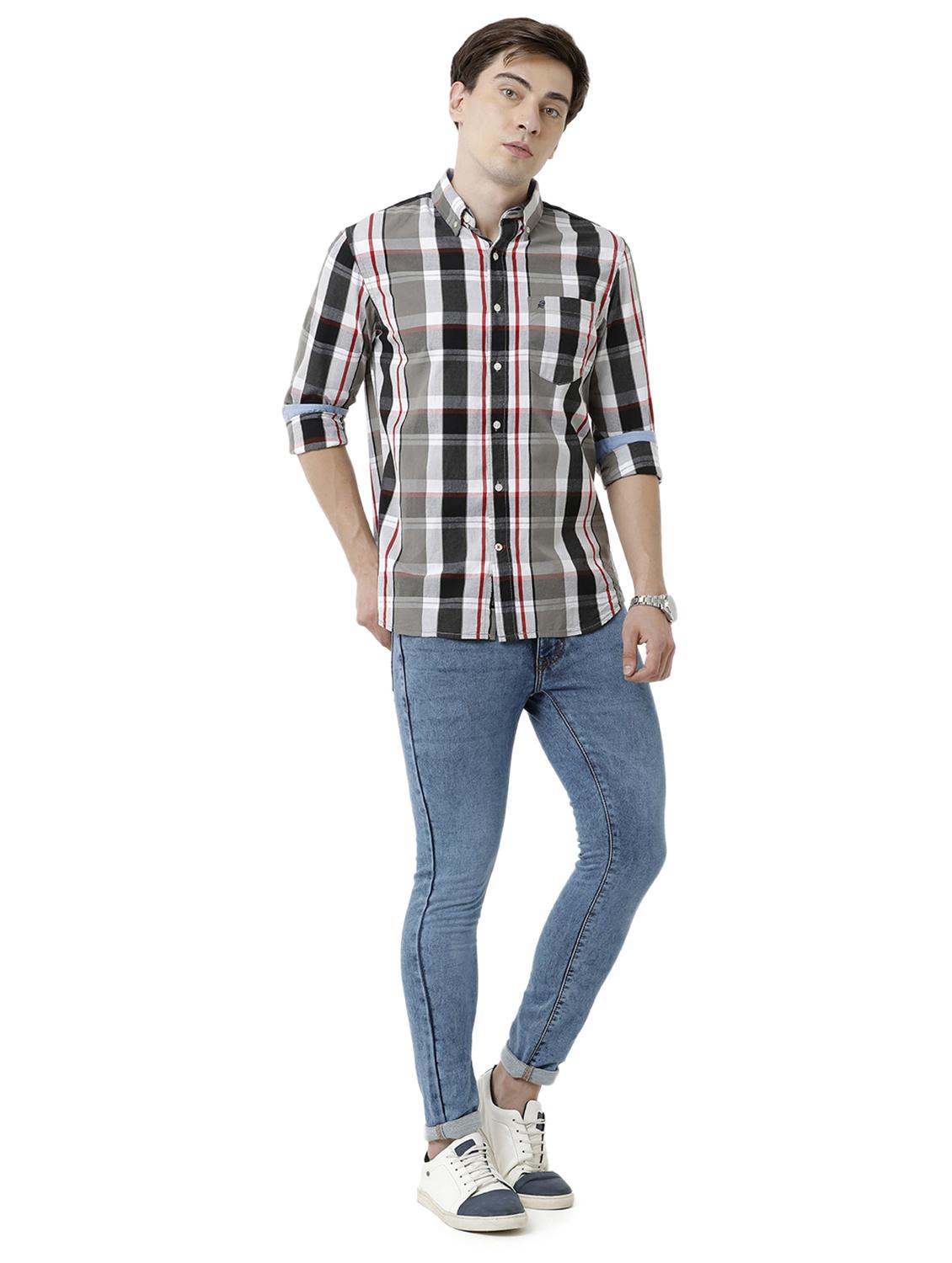 grey checkered casual shirt - 18738069 - Standard Image - 3