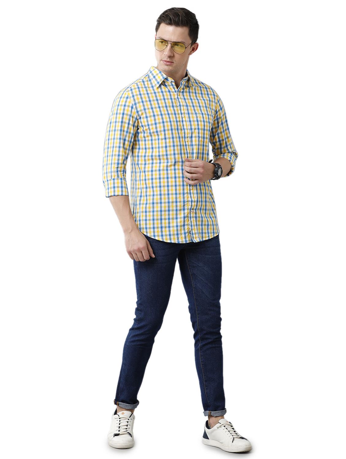 yellow checkered casual shirt - 18738100 - Standard Image - 3