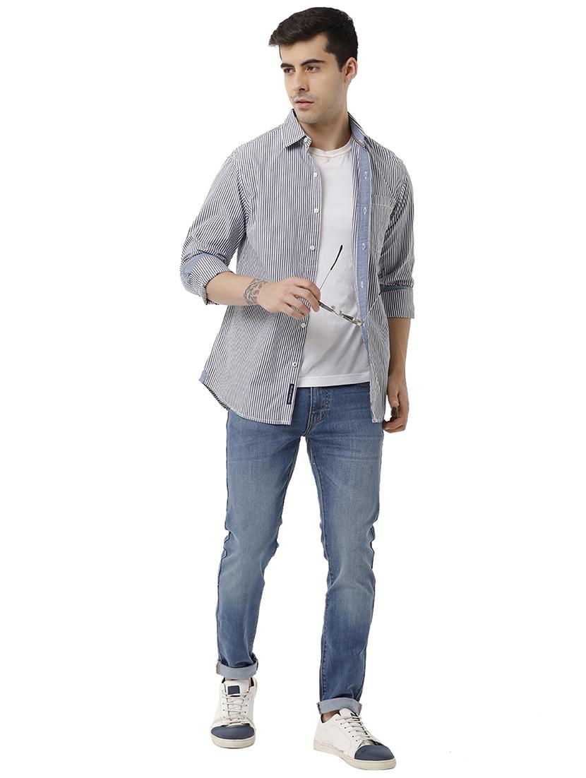 grey striped casual shirt - 18738287 - Standard Image - 3