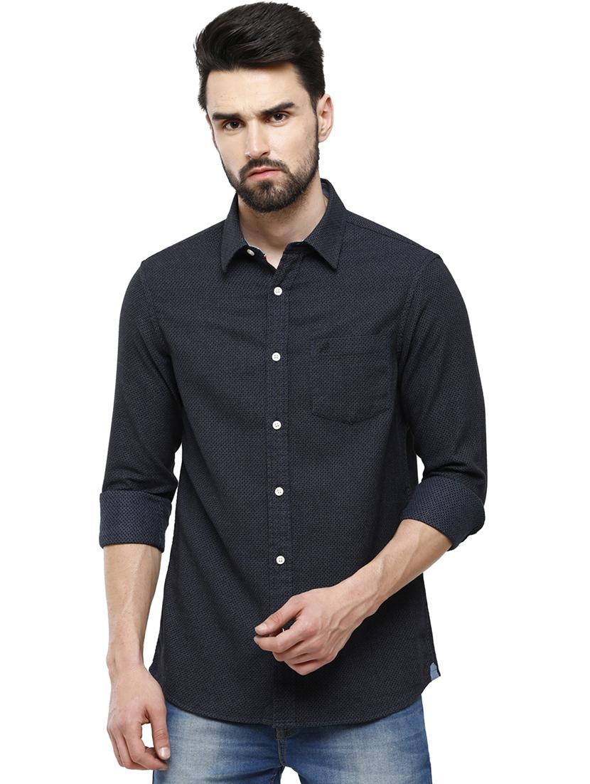 blue self design casual shirt - 18738310 - Zoom Image - 0