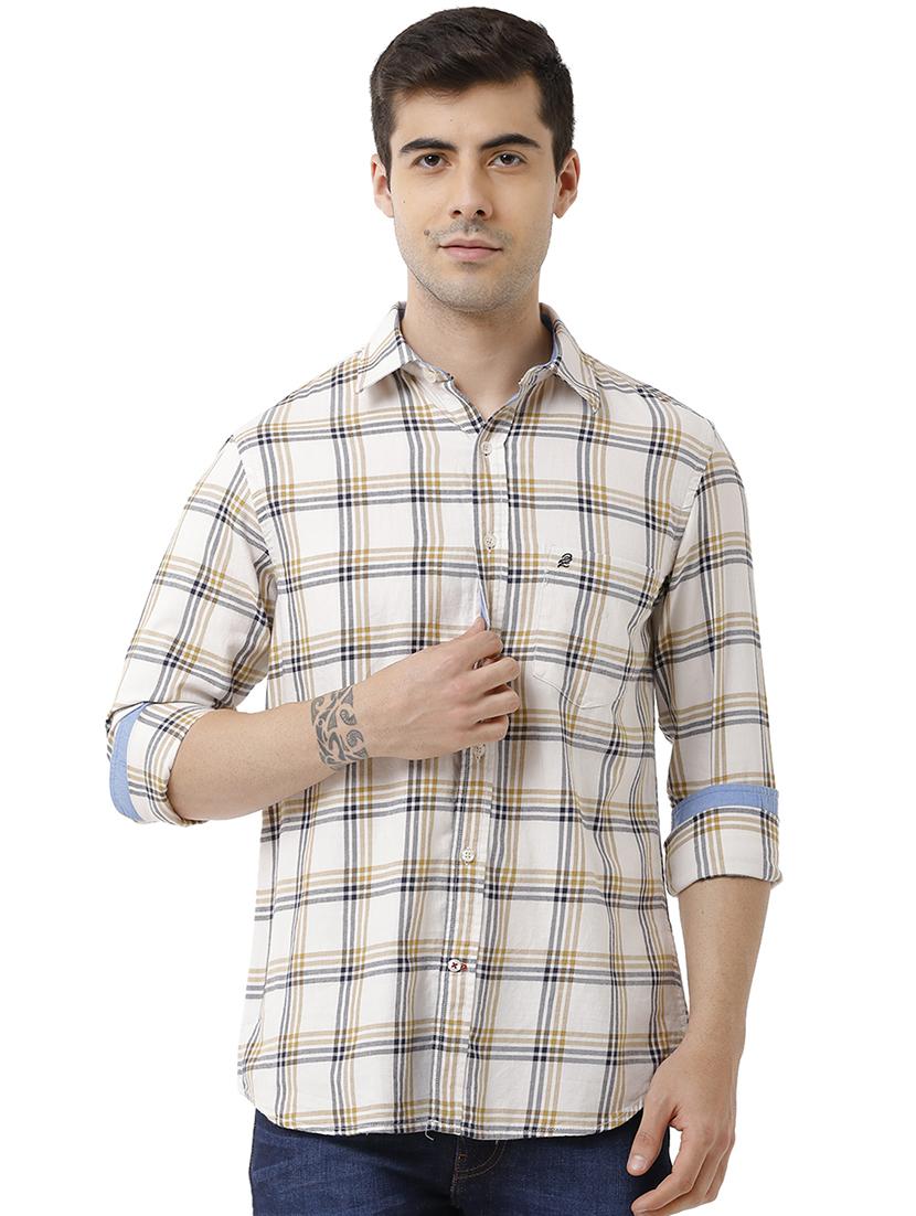 cream checkered casual shirt - 18738314 - Zoom Image - 0
