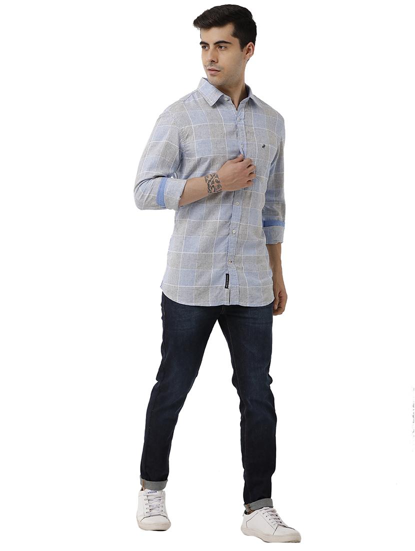 blue checkered casual shirt - 18738317 - Standard Image - 3