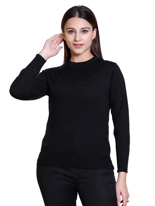 black solid woolen cardigan - 18738970 - Standard Image - 0