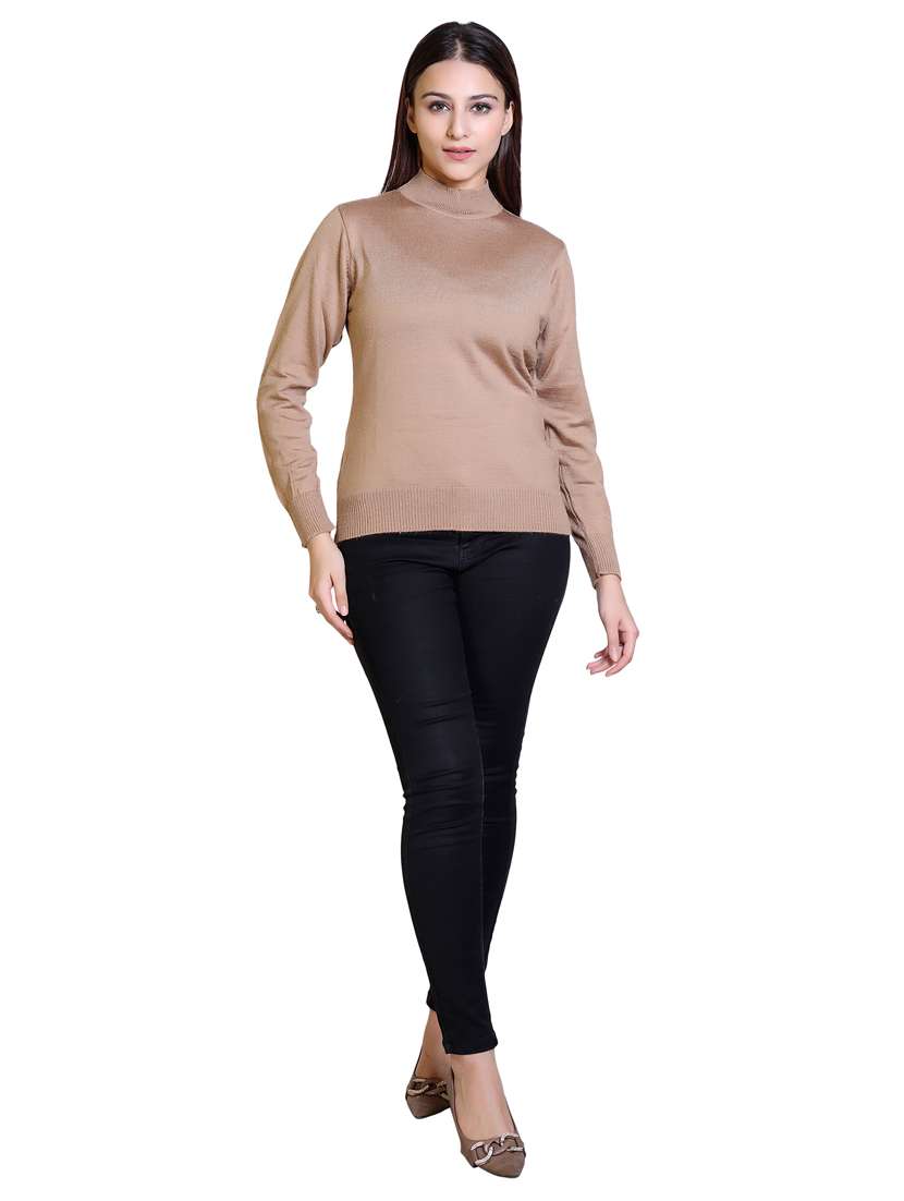 high neck solid wool cardigan - 18738975 -  Standard Image - 3