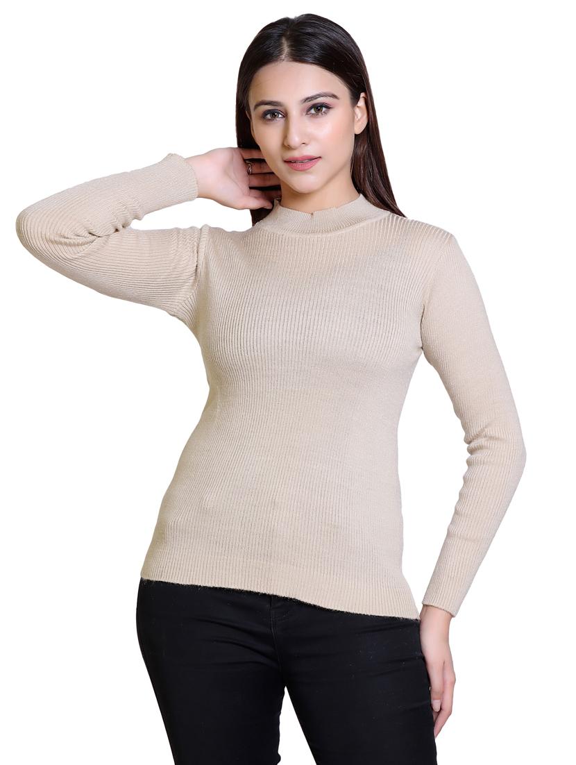 high neck solid pullover