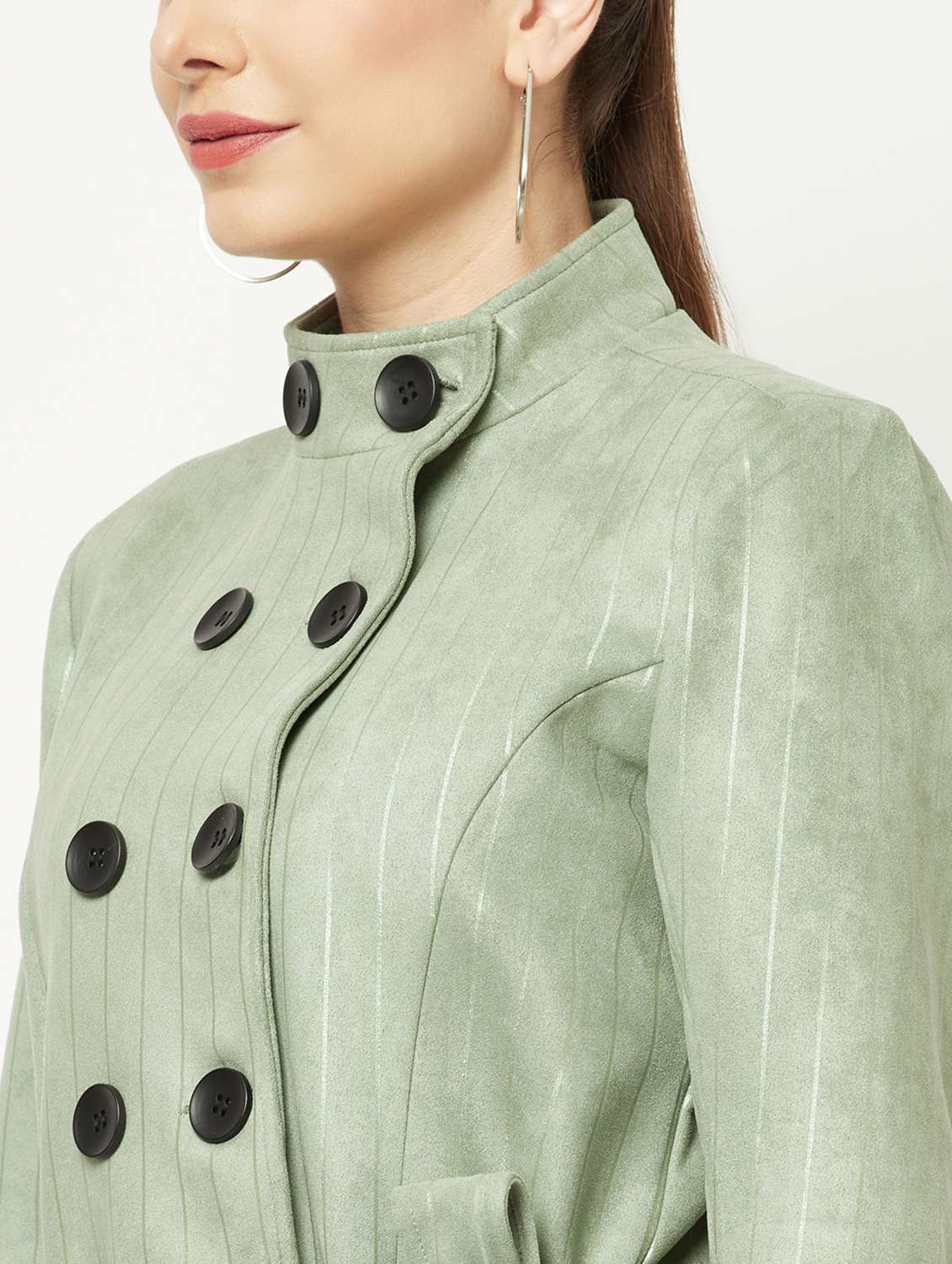 green tie front stripes trench coat - 18739034 -  Standard Image - 5