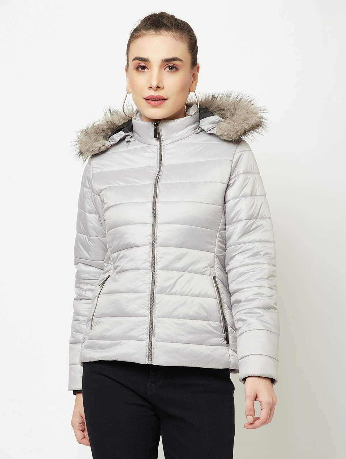 hooded neck quilted jacket