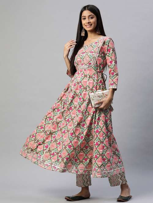 women floral notch neck kurta pant set - 18739069 - Standard Image - 0