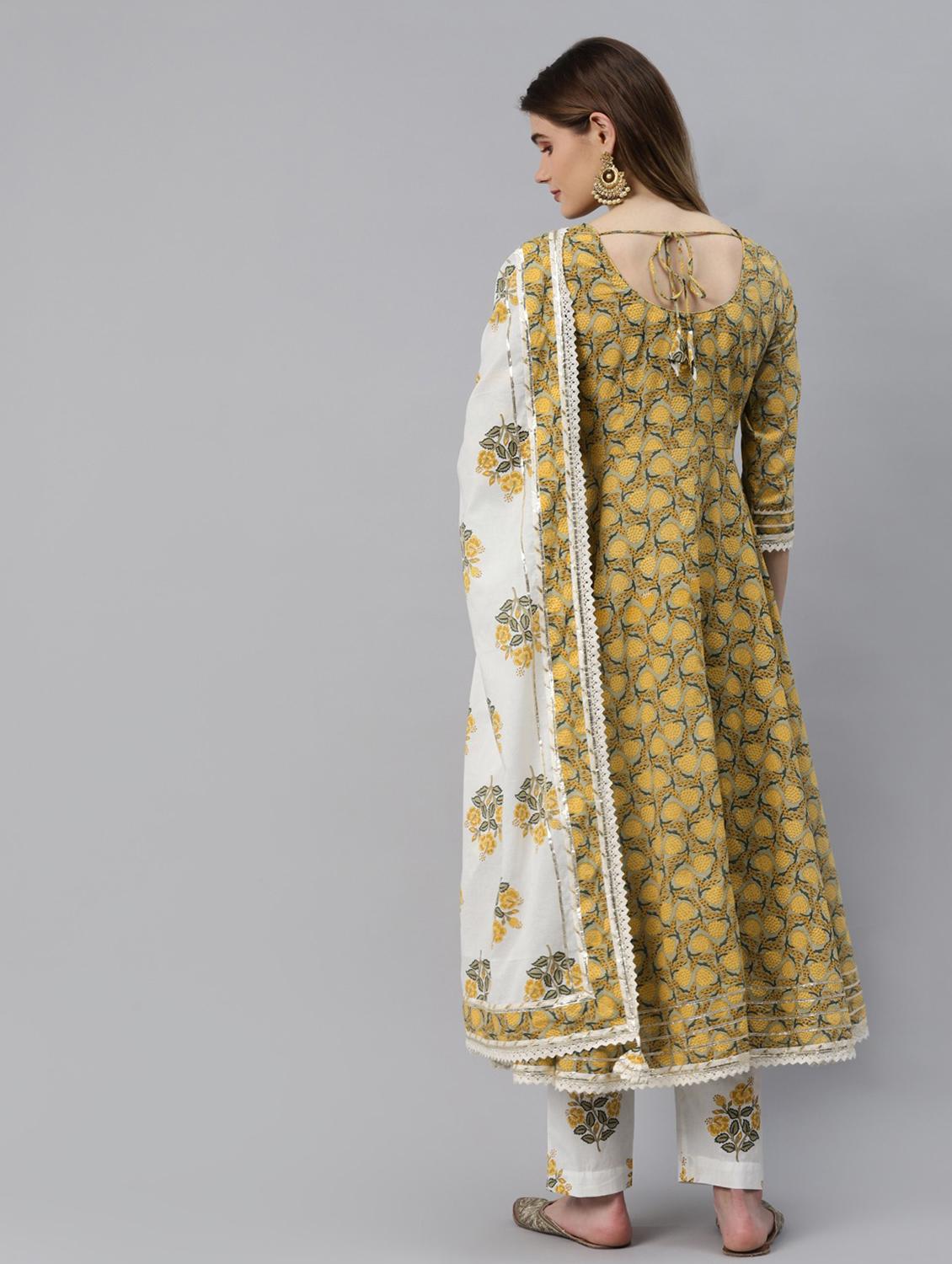 yellow cotton kurta pant set - 18739081 - Standard Image - 3