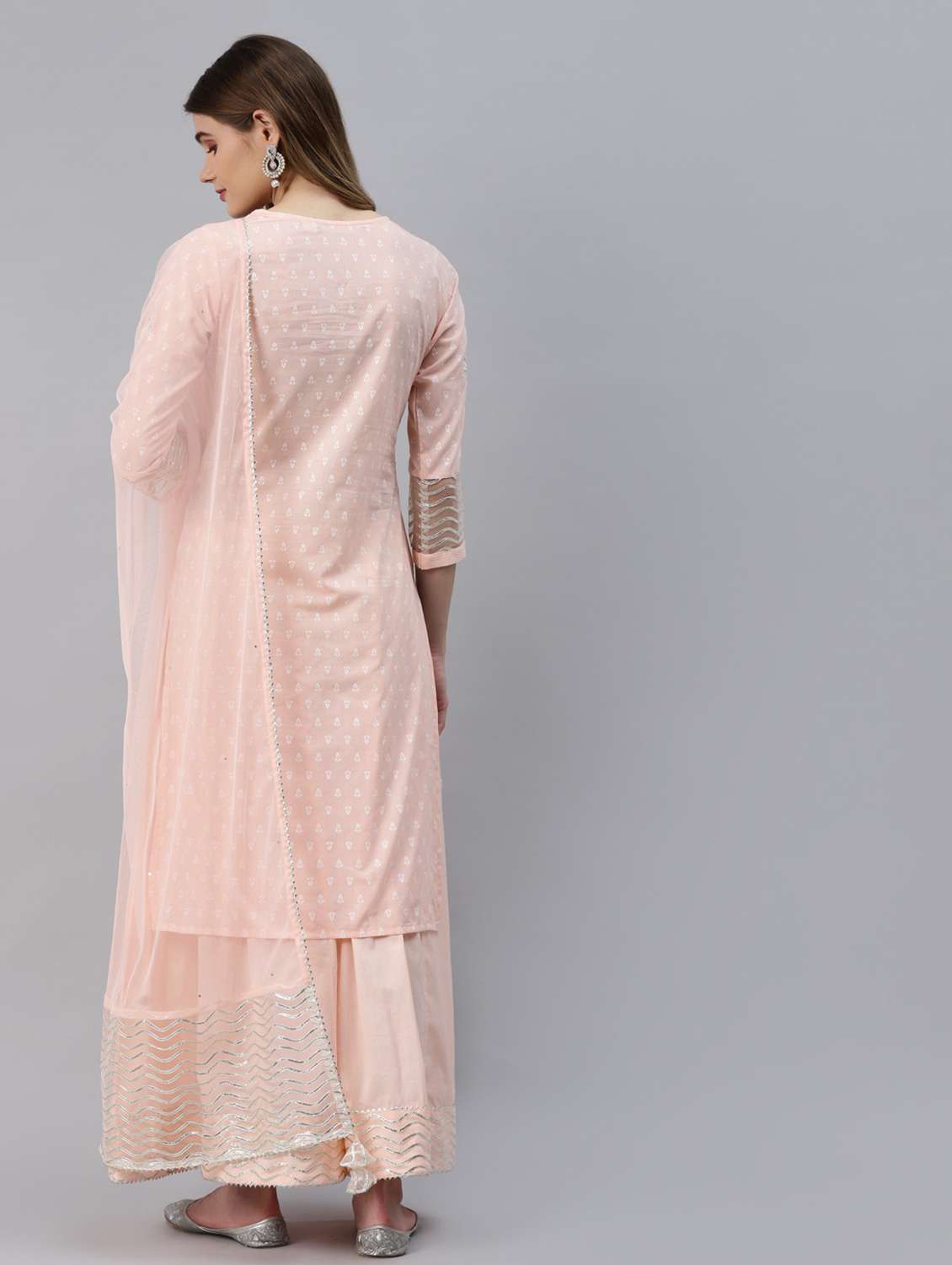 pink kurta palazzo set with dupatta - 18739084 -  Standard Image - 3