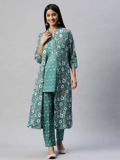 women floral kurta pant set with jacket - 18739087 - Standard Image - 0
