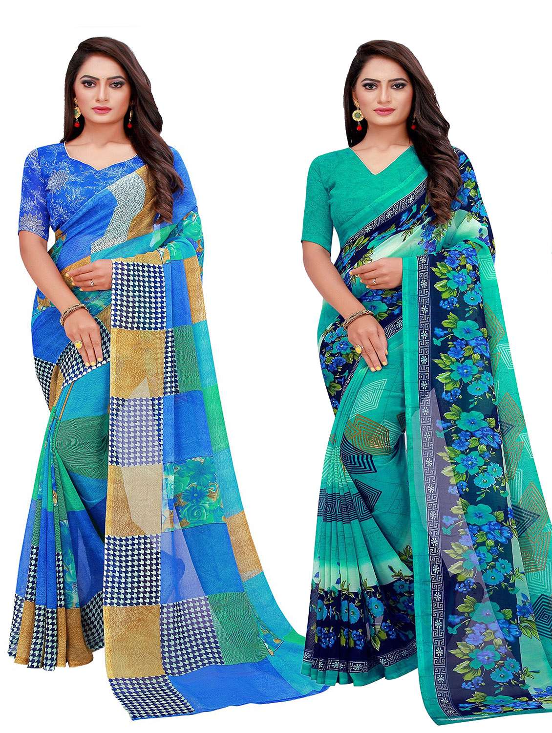 women's saree combo with blouse - 18740218 - Zoom Image - 0