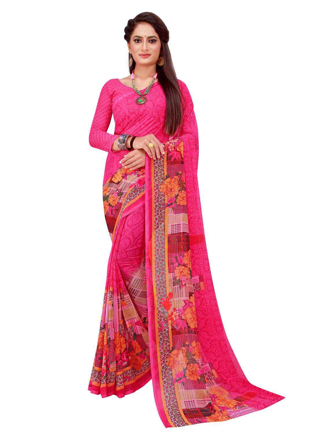 women's saree combo with blouse - 18740653 - Standard Image - 3