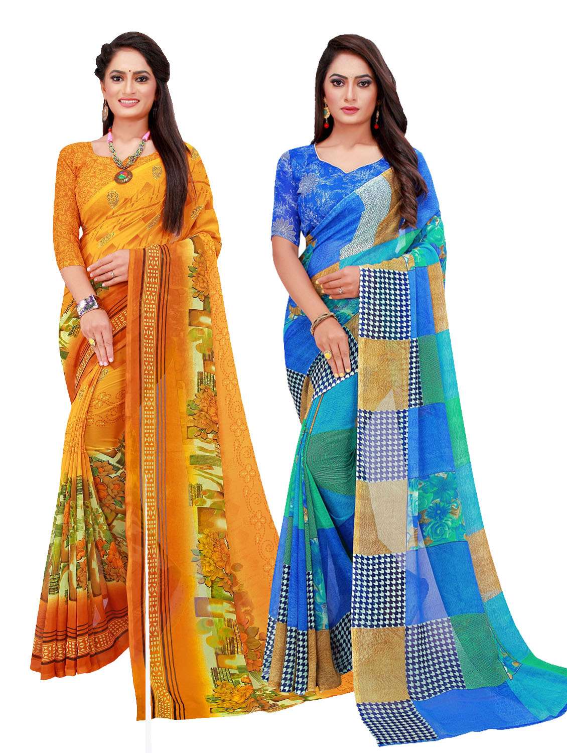 women's floral multi colored saree with blouse - 18740658 - Zoom Image - 0