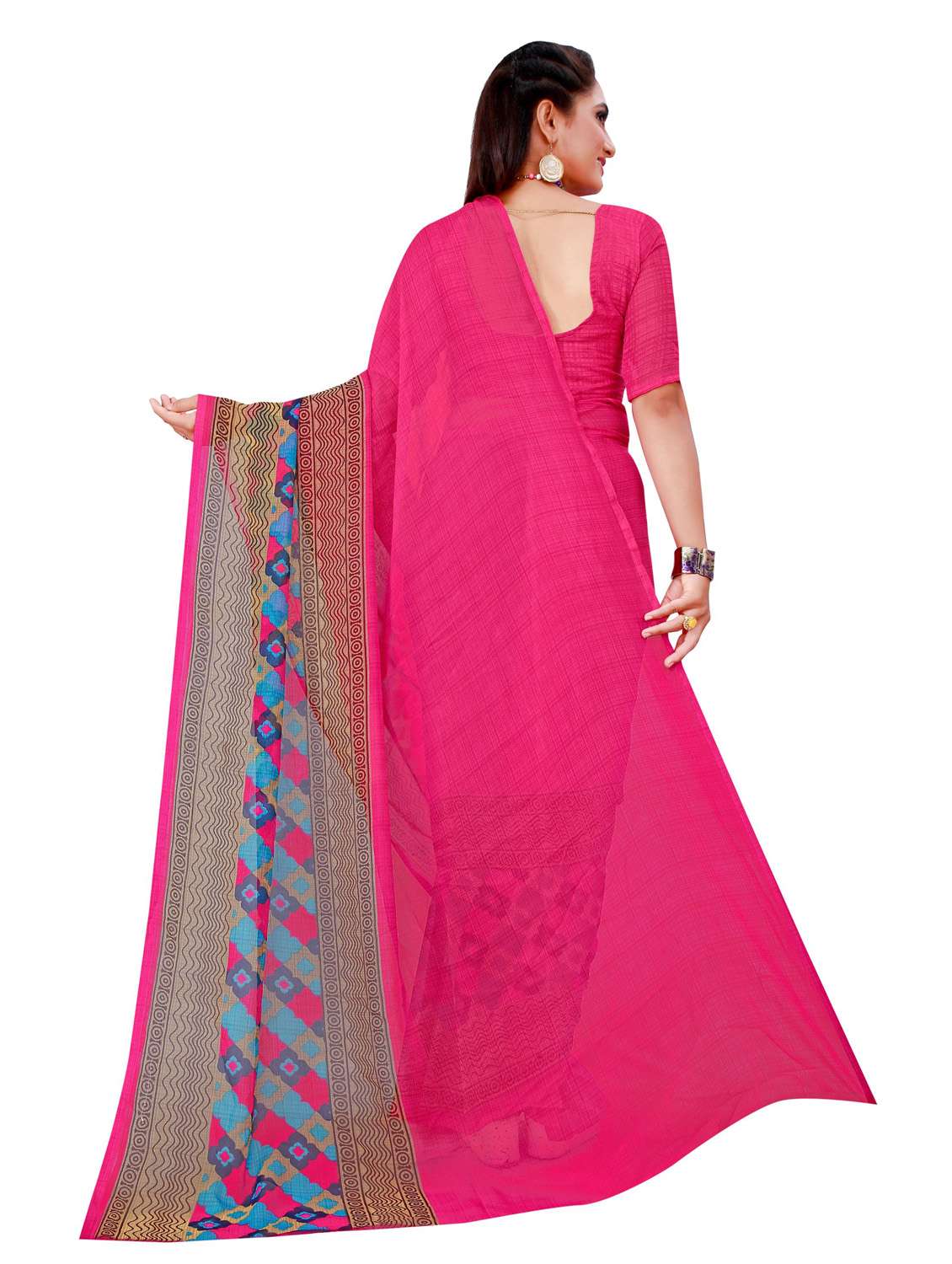 pack of 2 printed sarees with blouse - 18740825 - Standard Image - 3