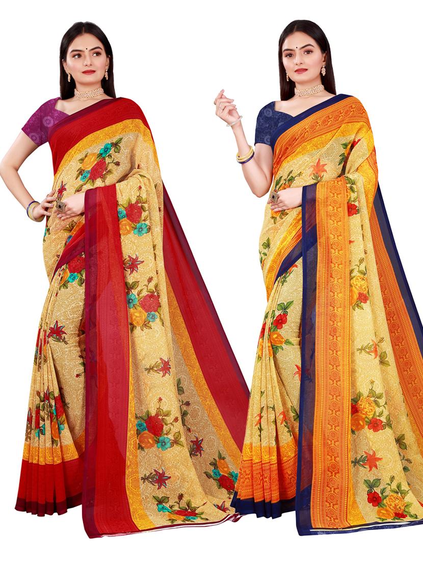 women's saree combo with blouse - 18741162 -  Zoom Image - 0