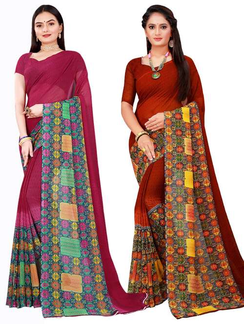women's saree combo with blouse - 18741621 - Standard Image - 0