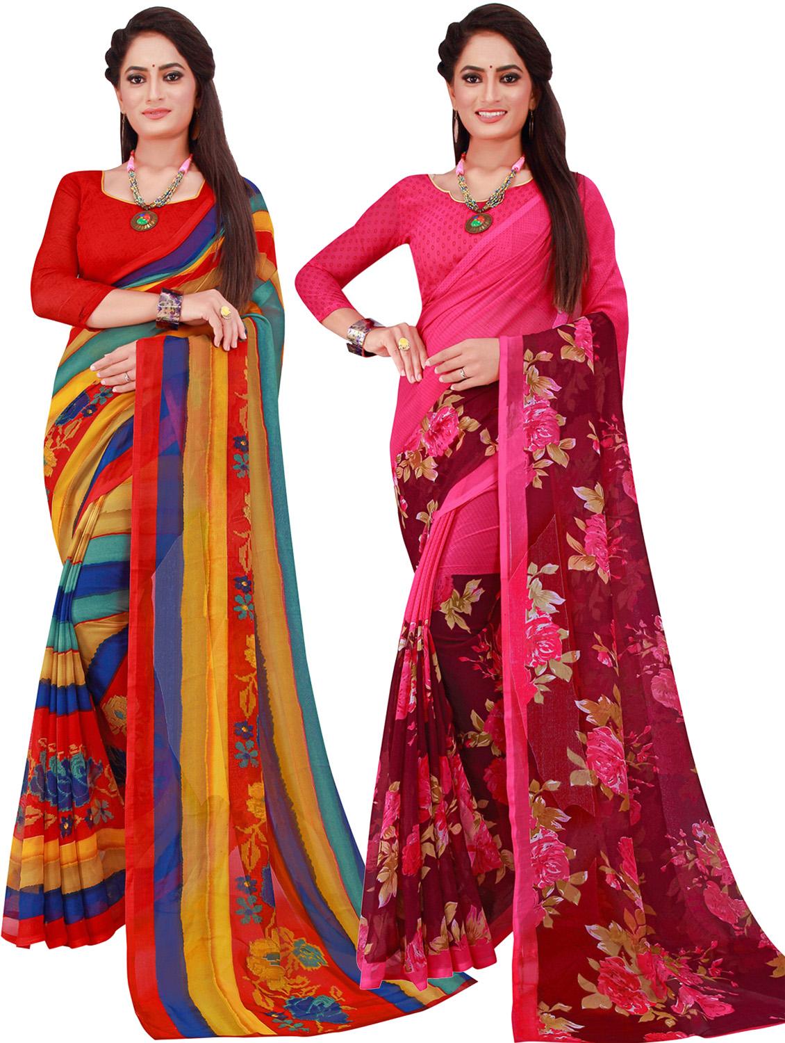 multi colored combo saree with blouse - 18741912 - Zoom Image - 0