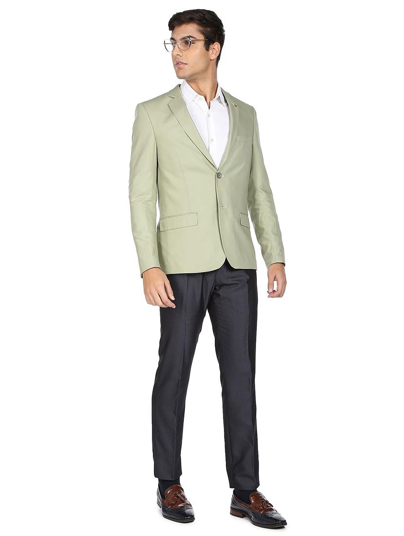green solid formal blazer - 18742788 - Standard Image - 3
