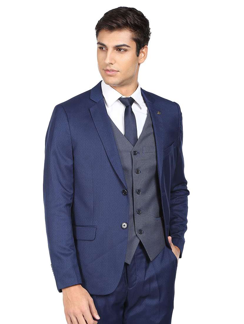 navy blue solid suit set - 18742945 -  Standard Image - 3