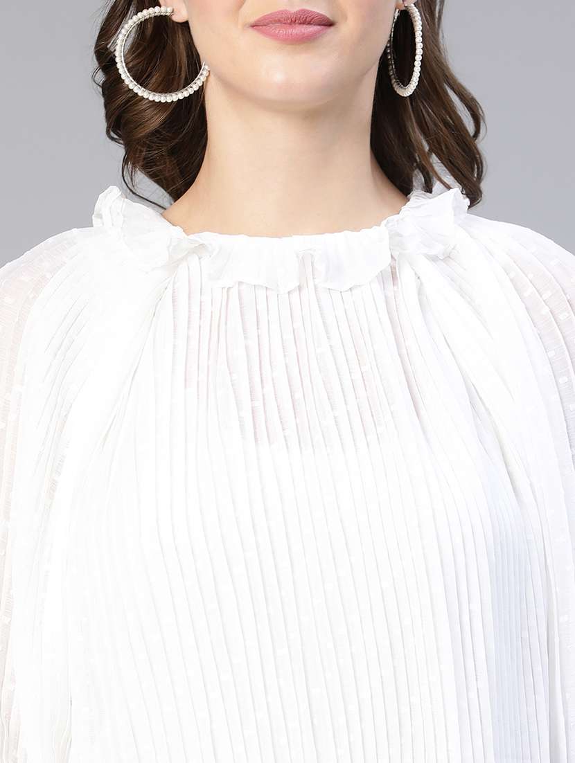 women's ruffle round neck top - 18743107 -  Standard Image - 5